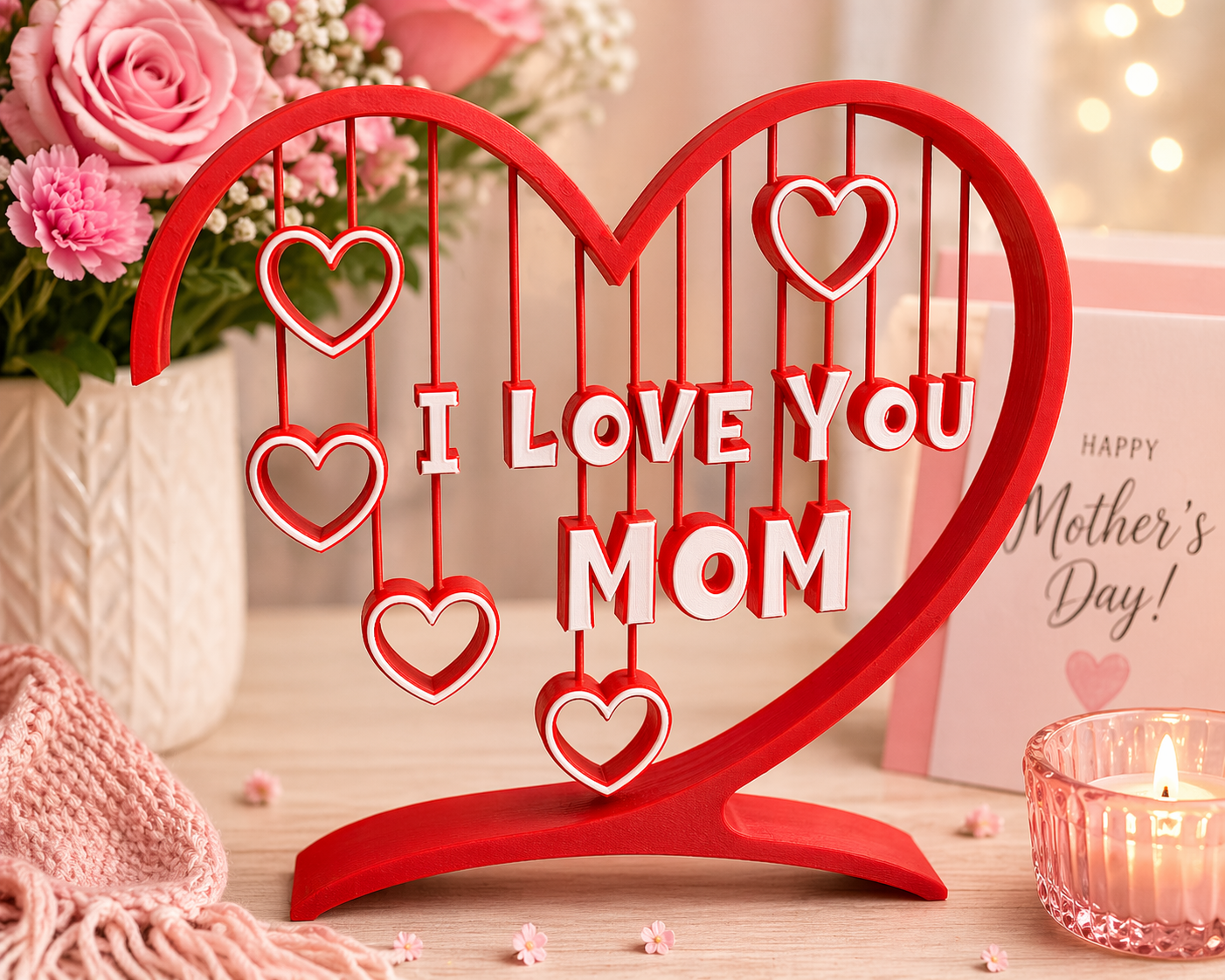 I Love You Mom Heart Decor – Mother’s Day Gift