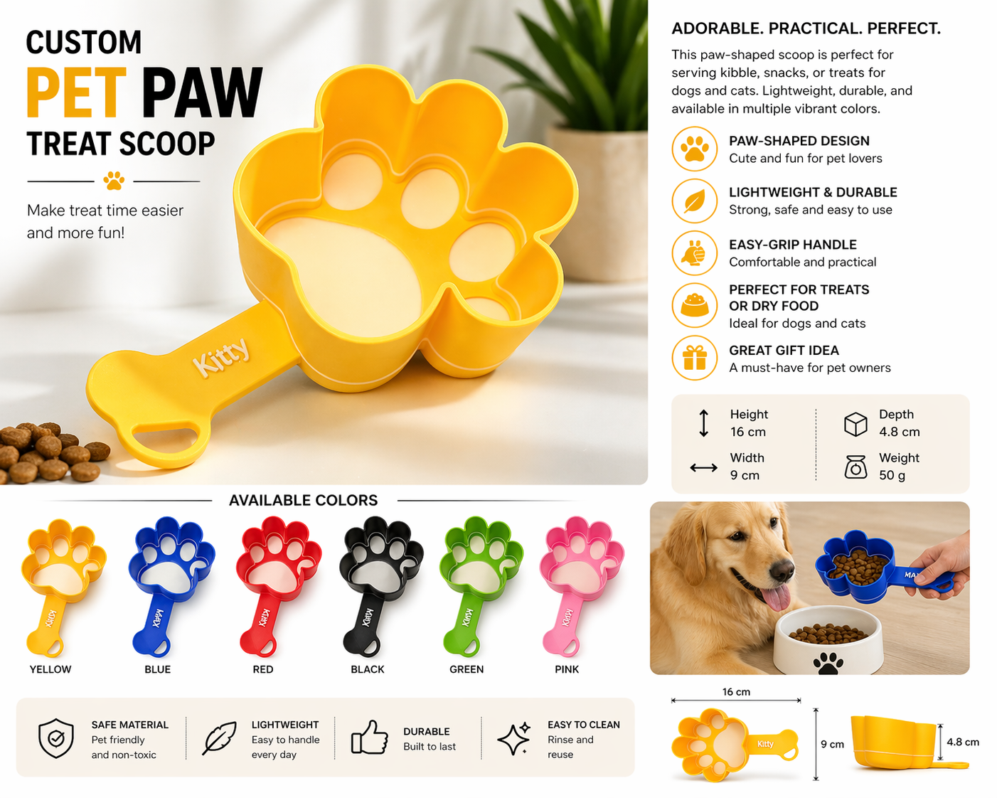 Custom Pet Paw Treat Scoop