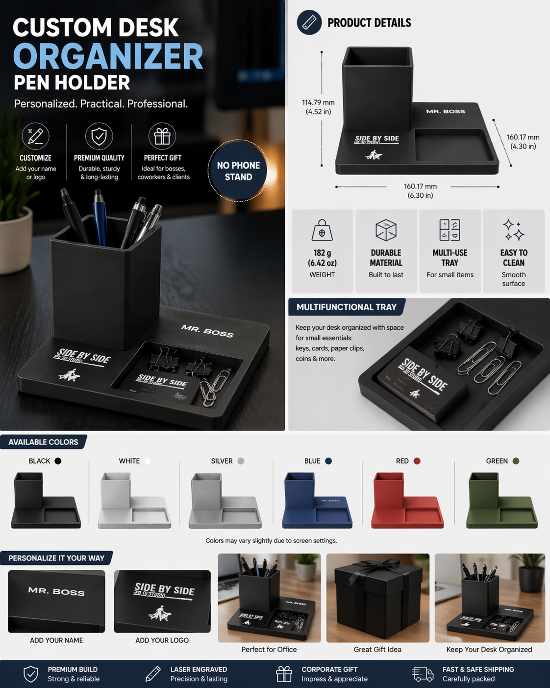 Custom Pen Holder Desk Organizer – Office Gift