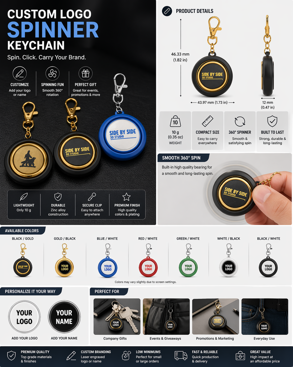Custom Logo Spinner Keychain – Promotional Business Gift