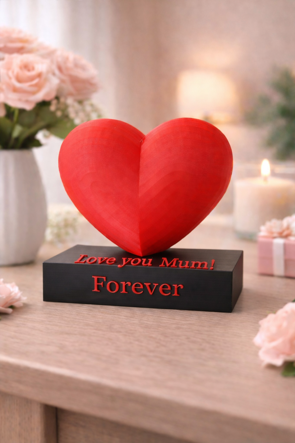 Love You Mum Forever Heart Decor – 3D Printed Mother’s Day Gift