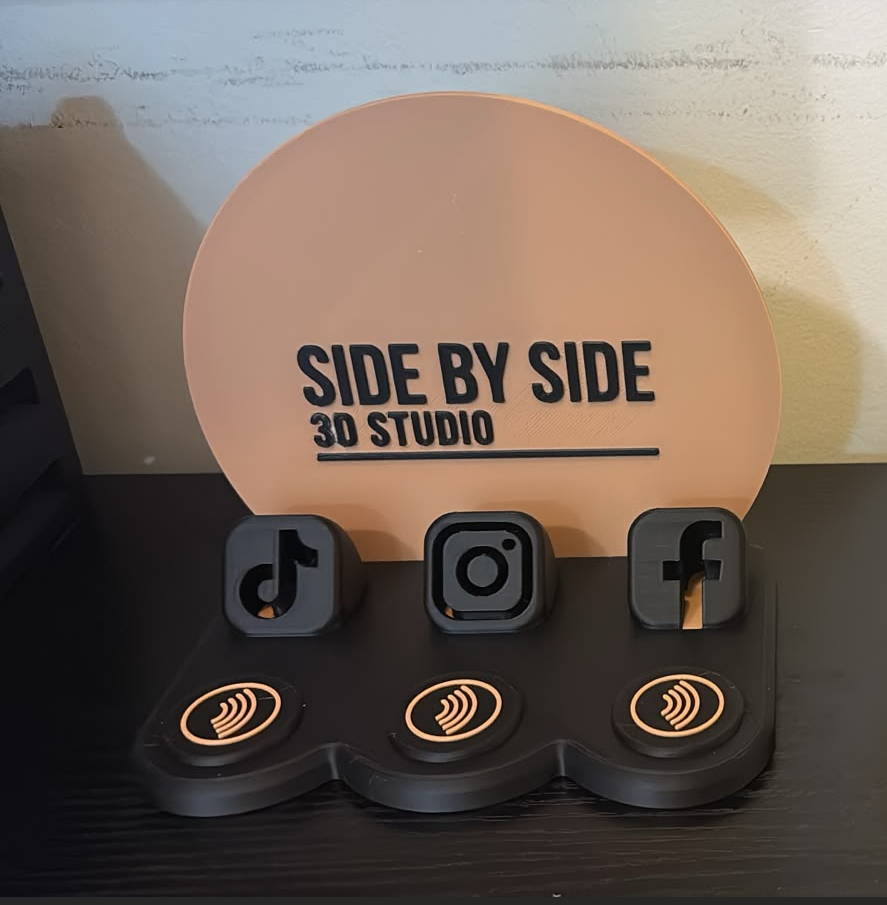 Tap-to-Follow Social Media Stand — Custom Logo NFC Display | 3D Printed | Made in Canada
