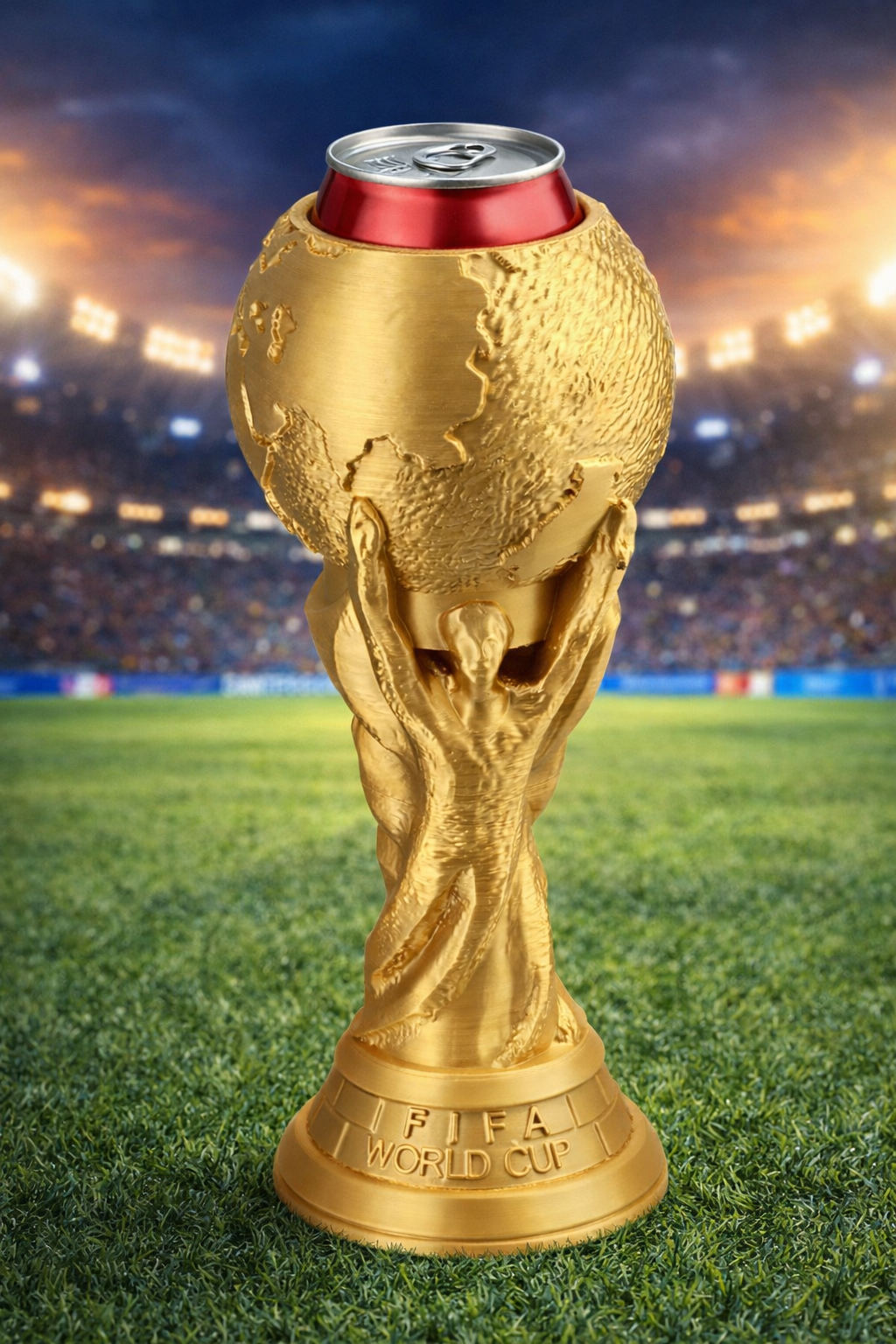 World Cup Trophy Can Holder 2026 — 3D Printed Golden Edition | FIFA Fan Gift | Made in Canada