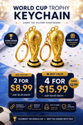 World Cup Trophy Keychain 2026 — 3D Printed Golden Edition | FIFA Fan Gift | Pack of 2 or 4